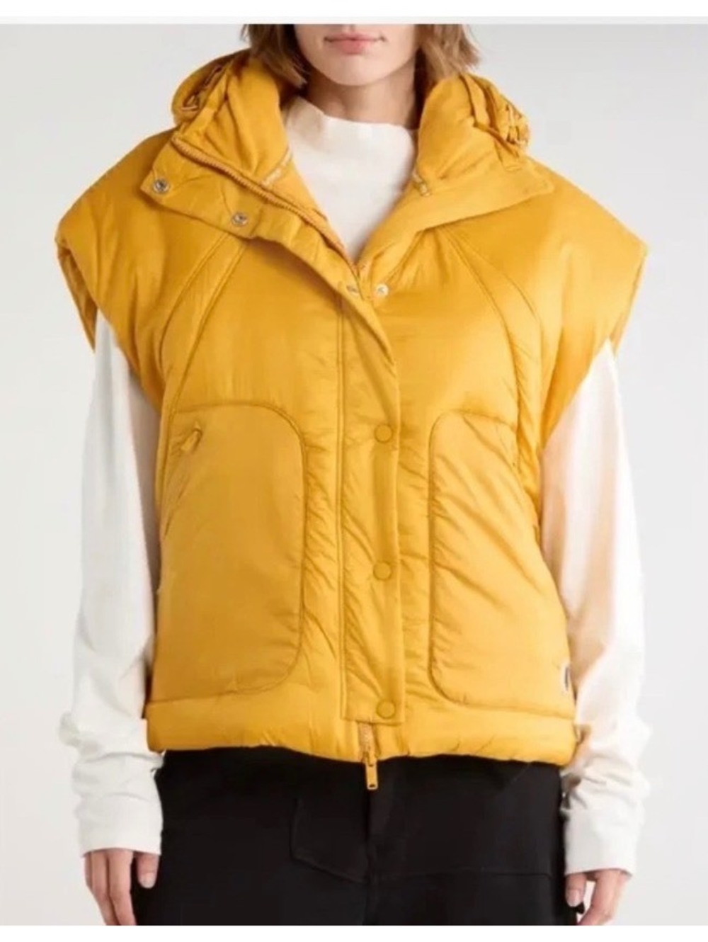 Free People FP Movement Parker Poncho Vest | Marigold/Canary Yellow - NWT
